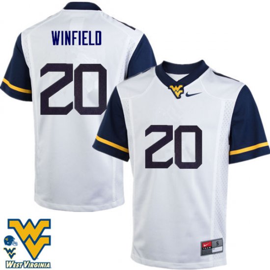 Men's West Virginia Mountaineers NCAA #20 Corey Winfield White Authentic Nike Stitched College Football Jersey DL15V24SU